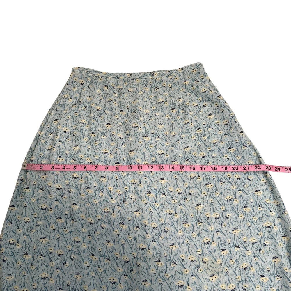 Vintage | Braemar | Floral Maxi Skirt Blue Yellow Rayon Made in Canada Size 10 - Picture 11 of 12